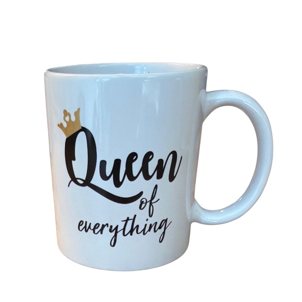 Holiday Home‎ Queen of Everything Mug Standard White Black Gold
